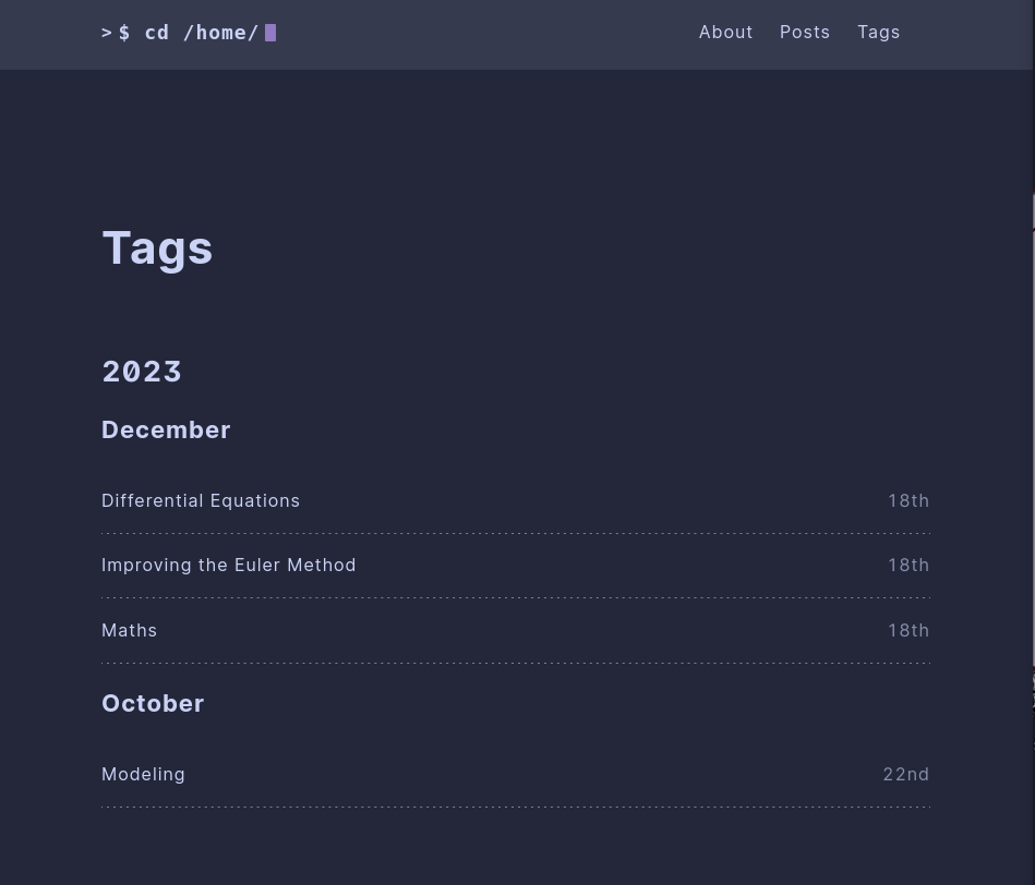 How the list of tags looks by default